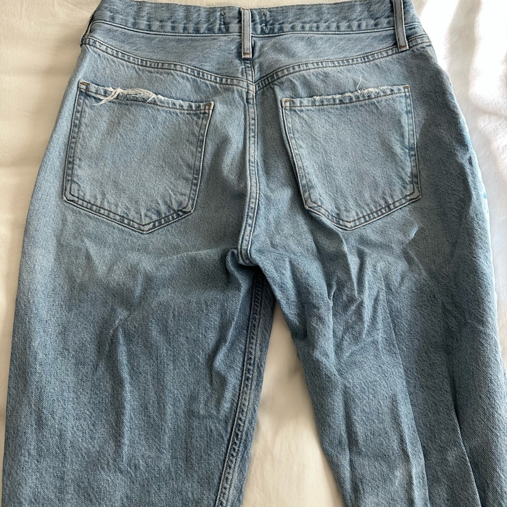 Agolde Riley High-Rise Crop Light Blue Denim Jeans